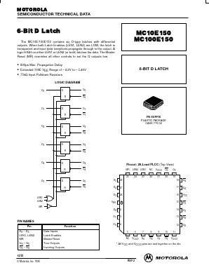 MC100E150FN Datasheet PDF Motorola => Freescale