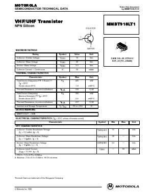 MMBT918LT1 Datasheet PDF Motorola => Freescale
