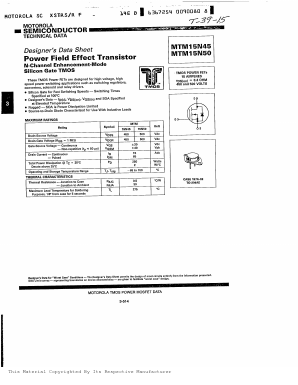 MTM15N50 Datasheet PDF Motorola => Freescale