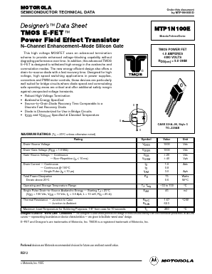 MTP1N100E Datasheet PDF Motorola => Freescale