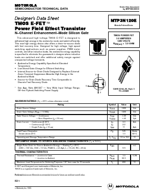 MTP3N120E Datasheet PDF Motorola => Freescale