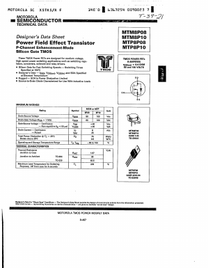 MTM8P10 Datasheet PDF Motorola => Freescale