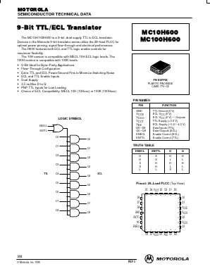 MC100H600 Datasheet PDF Motorola => Freescale
