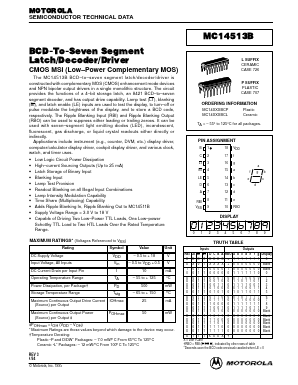 MC14513BCP Datasheet PDF Motorola => Freescale