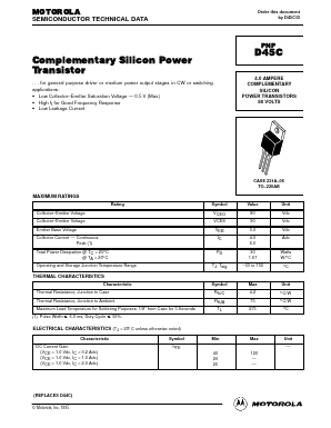 D45C Datasheet PDF Motorola => Freescale