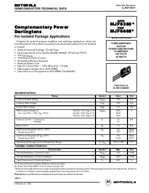 MJF6388 Datasheet PDF Motorola => Freescale