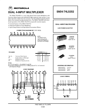 SN54LS352J Datasheet PDF Motorola => Freescale