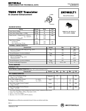 2N7002LT1 Datasheet PDF Motorola => Freescale