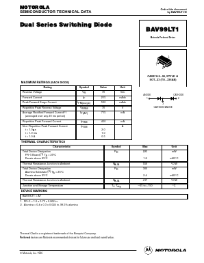 BAV99LT1 Datasheet PDF Motorola => Freescale