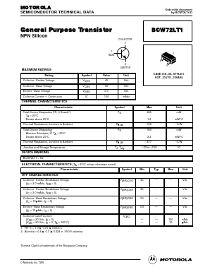 BCW72LT1 Datasheet PDF Motorola => Freescale