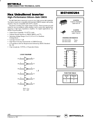 MC74HCU04 Datasheet PDF Motorola => Freescale