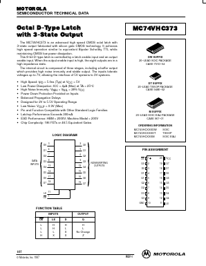 MC74VHC373 Datasheet PDF Motorola => Freescale