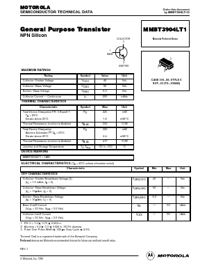 MMBT3904LT1 Datasheet PDF Motorola => Freescale