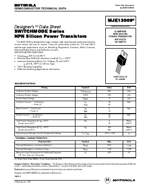 MJE13009 Datasheet PDF Motorola => Freescale