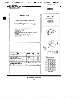 MRF648 Datasheet PDF Motorola => Freescale