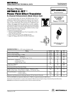 MTP60N05 Datasheet PDF Motorola => Freescale