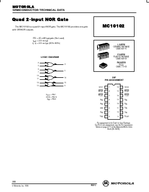 MC10102L Datasheet PDF Motorola => Freescale