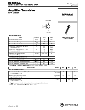 MPSA20 Datasheet PDF Motorola => Freescale