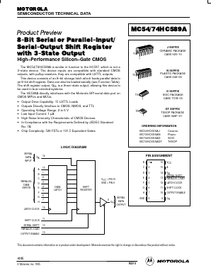 MC54/74HC589A Datasheet PDF Motorola => Freescale