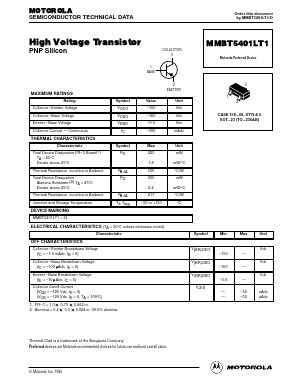 MMBT5401LT1 Datasheet PDF Motorola => Freescale