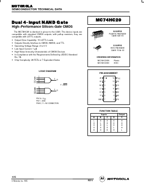 MC74HC20 Datasheet PDF Motorola => Freescale
