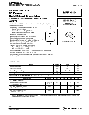 MRF3010 Datasheet PDF Motorola => Freescale