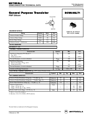 BCW68GLT1 Datasheet PDF Motorola => Freescale