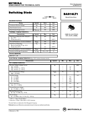 BAS16LT1 Datasheet PDF Motorola => Freescale