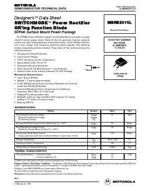 MBRB2515L Datasheet PDF Motorola => Freescale