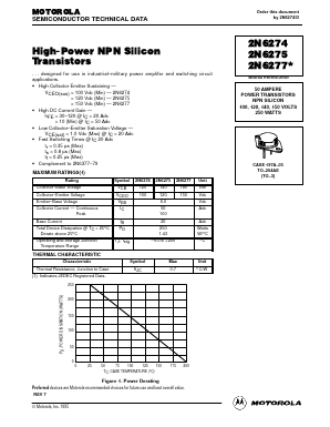 2N6274 Datasheet PDF Motorola => Freescale