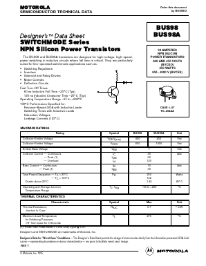 BUS98A Datasheet PDF Motorola => Freescale