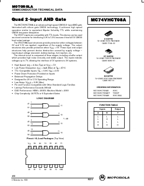 MC74VHCT08A Datasheet PDF Motorola => Freescale