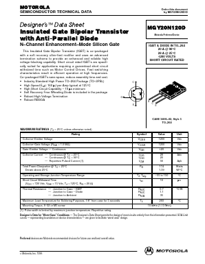 MGY20N120D Datasheet PDF Motorola => Freescale