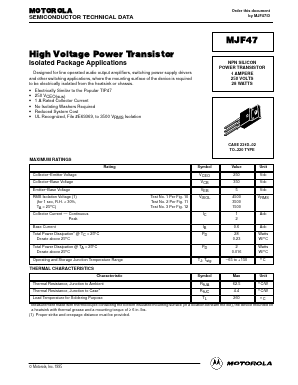 MJF47 Datasheet PDF Motorola => Freescale