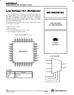 MC100LVE164 Datasheet PDF Motorola => Freescale