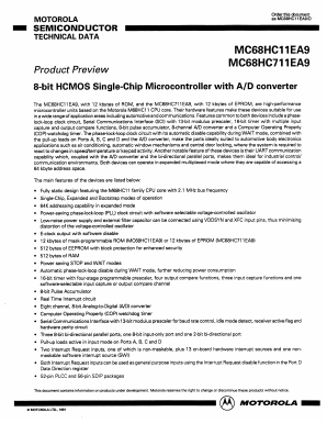 MC68HC11EA9 Datasheet PDF Motorola => Freescale