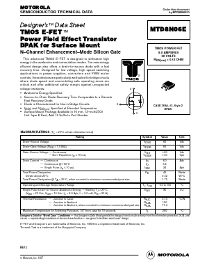 MTD8N06E Datasheet PDF Motorola => Freescale