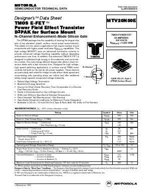 MTV20N50E Datasheet PDF Motorola => Freescale