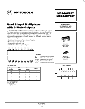 MC74AC257D Datasheet PDF Motorola => Freescale