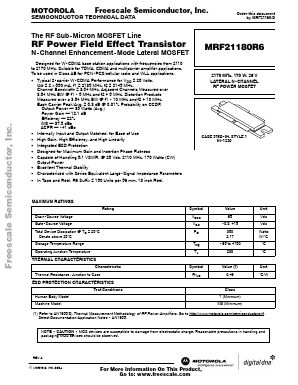 MRF21180R6 Datasheet PDF Motorola => Freescale