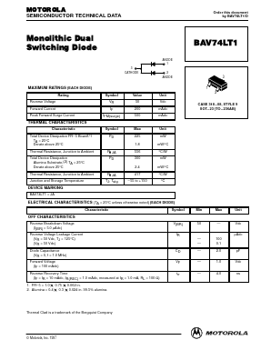 BAV74LT1 Datasheet PDF Motorola => Freescale