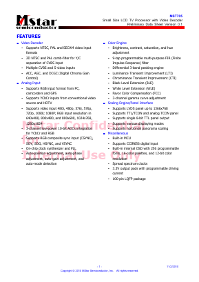 MST705 Datasheet PDF Mstar Semiconductor