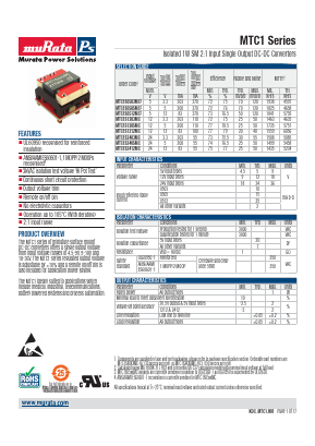 MTC1 Datasheet PDF Murata Power Solutions