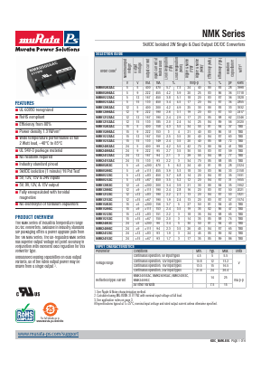 NMK1212SC Datasheet PDF Murata Power Solutions