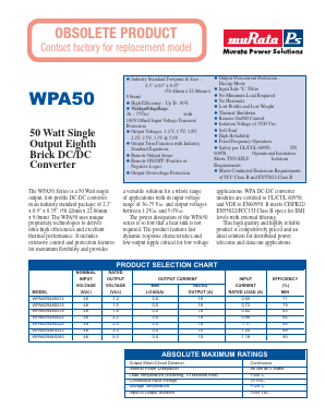 WPA50R48S012 Datasheet PDF Murata Power Solutions