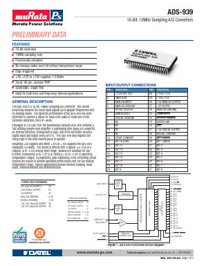 ADS-939MM Datasheet PDF Murata Power Solutions