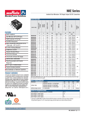 NKE1205DC Datasheet PDF Murata Power Solutions