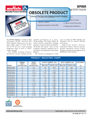 WP06R Datasheet PDF Murata Power Solutions