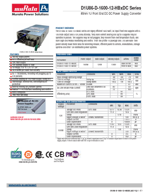 D1U86-D-1600-12-HBXDC Datasheet PDF Murata Power Solutions