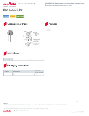 IRA-S230ST01 Datasheet PDF Murata Manufacturing